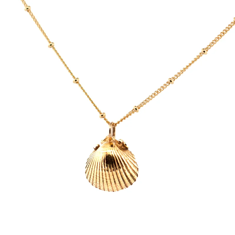 Simple Chain Necklaces for Women-Dainty London 9ct Gold Seashell Necklace