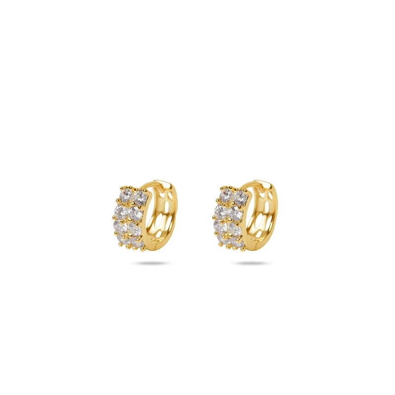 Diamond Stud Earrings-THE EIGHT STONE PAVE' HUGGIE EARRINGS