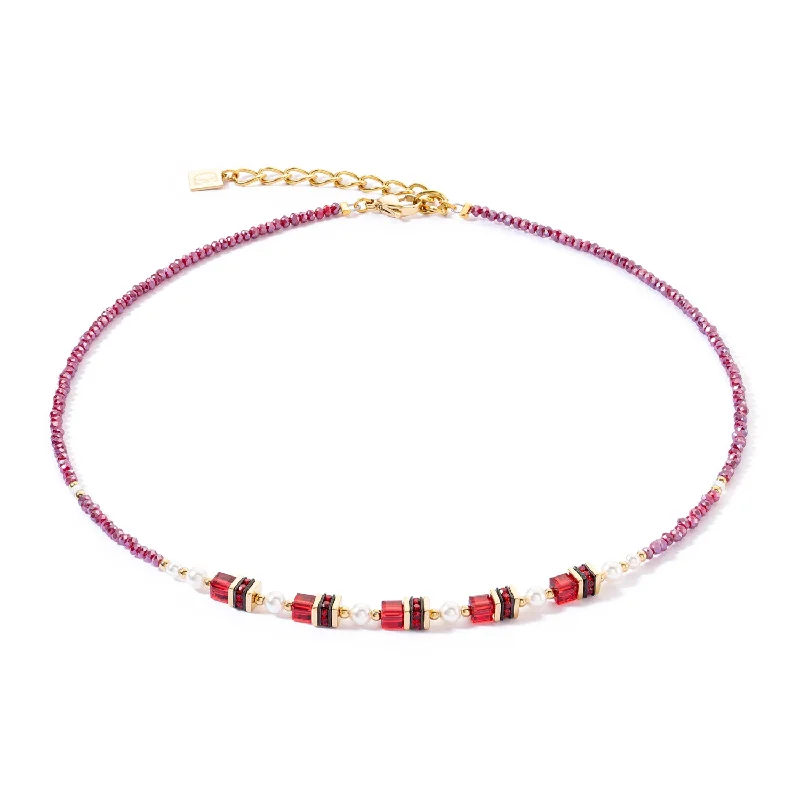 Elegant Diamond Necklaces-Coeur De Lion Sparkling Princess Gold Red Necklace