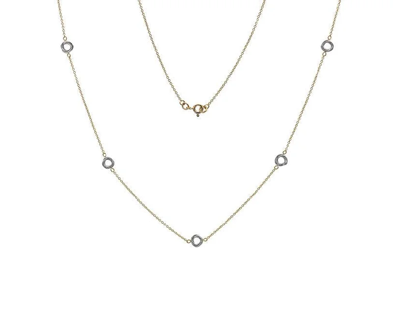 Simple Gemstone Pendant Necklaces-9ct Gold Chain with White Gold Circles Necklace