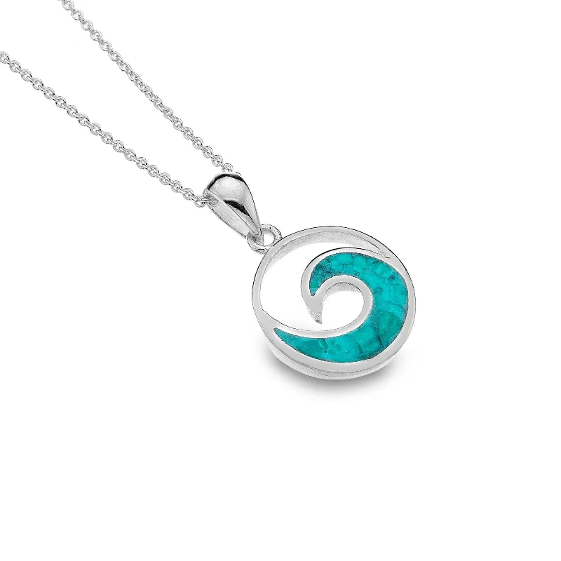 Beautiful Sapphire Necklaces-Sea Gems Turquoise Wave Pendant