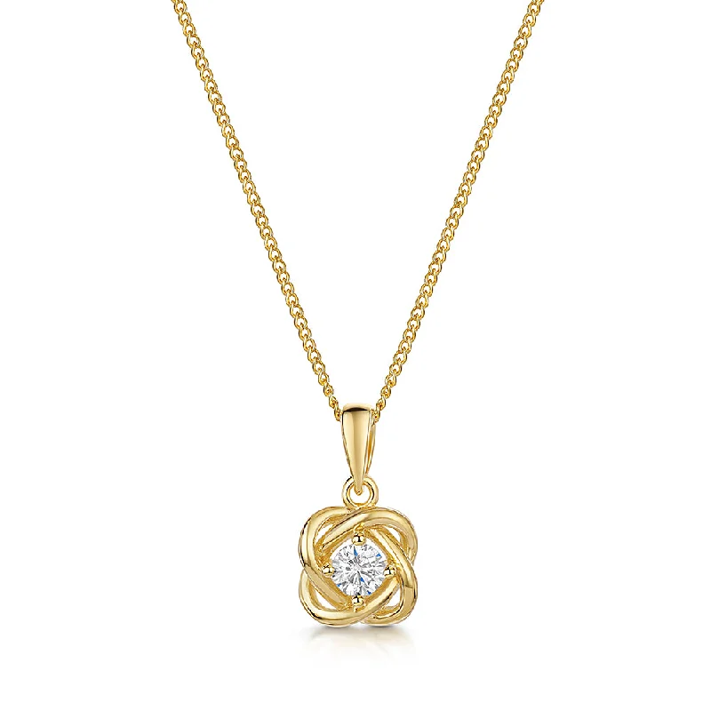 Beautiful Gold Choker Necklaces-Jools Gold Vermeil Cubic Zirconia Knot Pendant Necklace