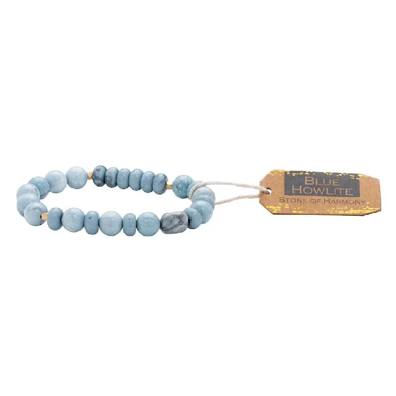 Sterling Silver Bracelets-Scout Stone Stack Bracelet - Blue Howlite - Stone of Harmony