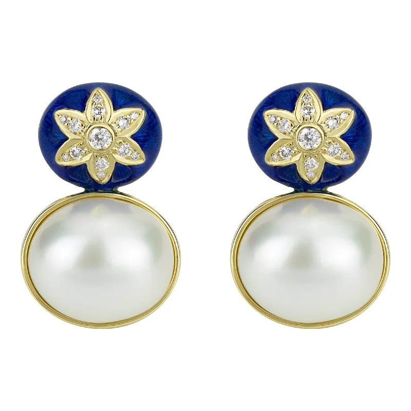 Colorful Earrings for Women-Earrings - South Sea Pearl And Diamond (enamel)