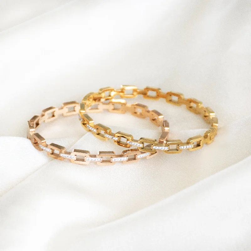 Luxury Bangle Bracelets-Studded Buckle Link Bangle