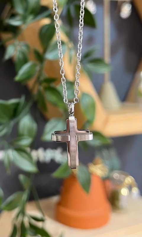 Trendy Gold Chain Necklaces-Unique & Co Stainless Steel Cross Pendant Necklace