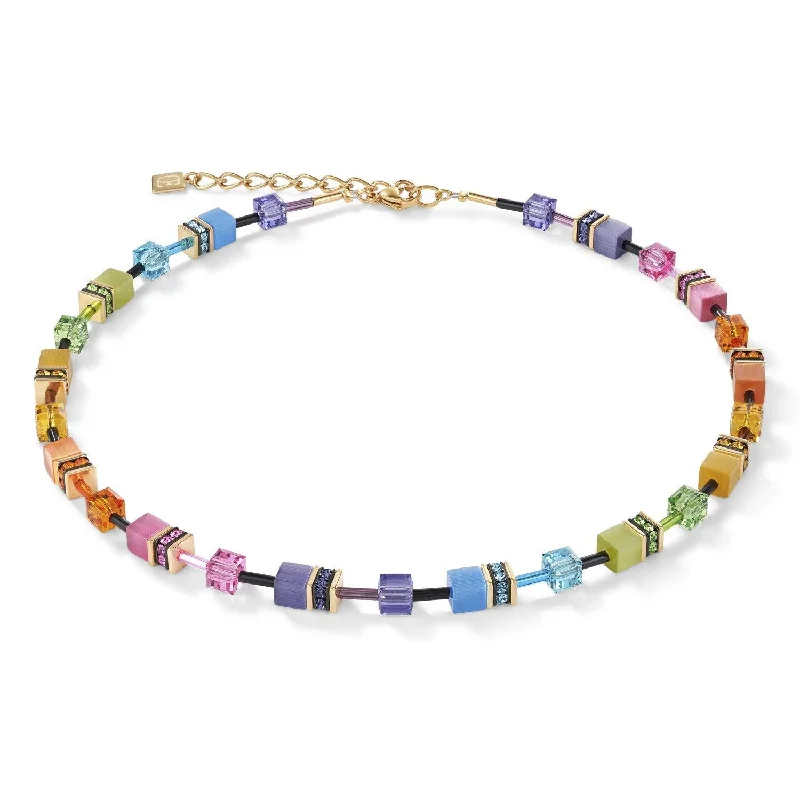 Personalized Diamond Necklaces-Coeur De Lion Rainbow Gold 2 and Swarovski® Crystals GeoCUBE® Necklace