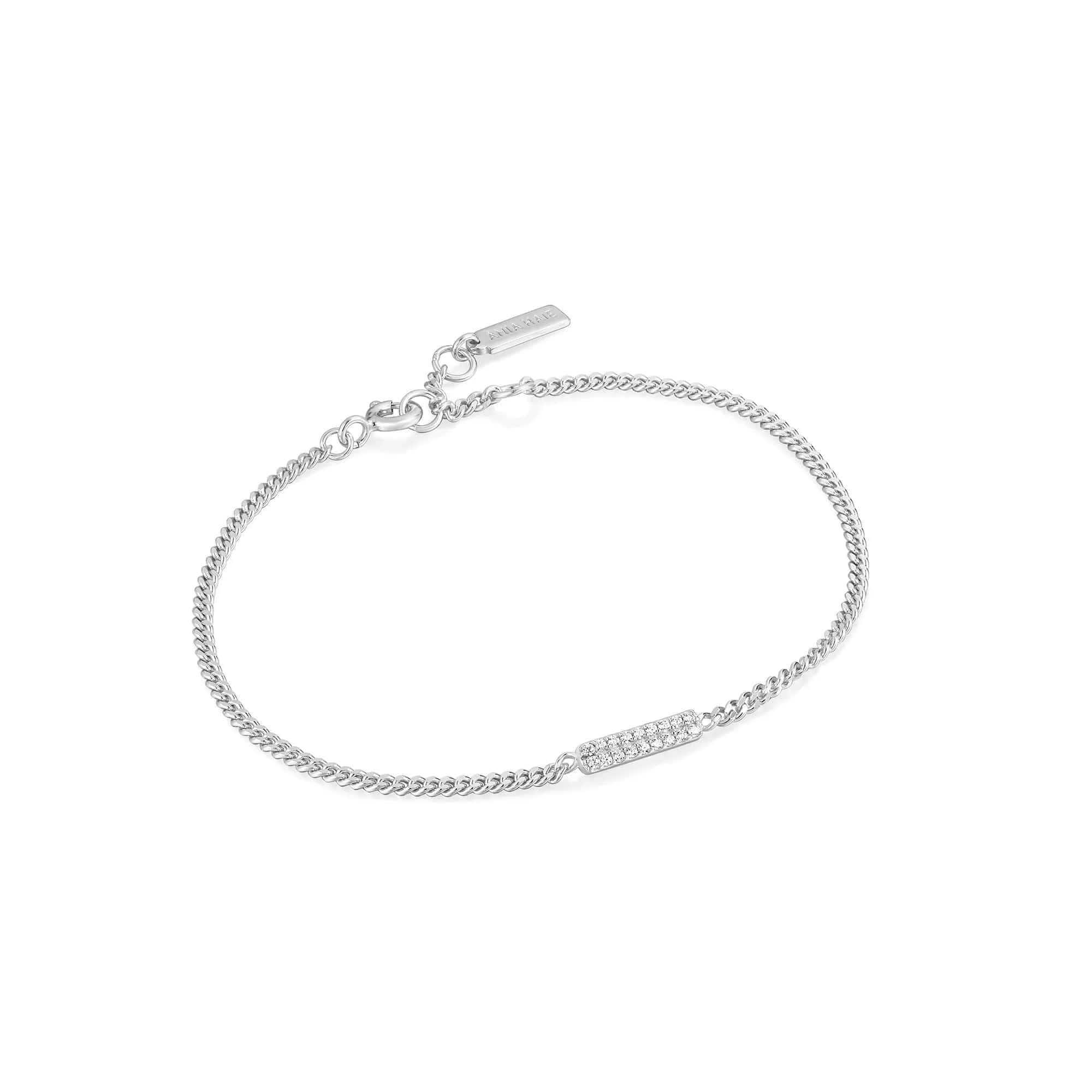 Adjustable Chain Bracelets-Silver Glam Bar Bracelet