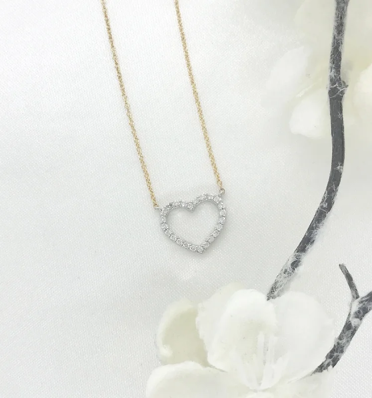 Trendy Gold Chain Necklaces-10k Gold CZ Heart Necklace