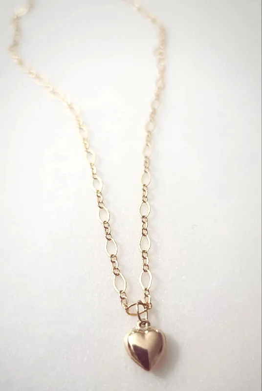 Elegant Dainty Necklaces-Heart Puffy Charm Necklace