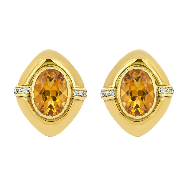 Trendy Gold Earrings-Earrings- Citrine And Diamond (1461I)