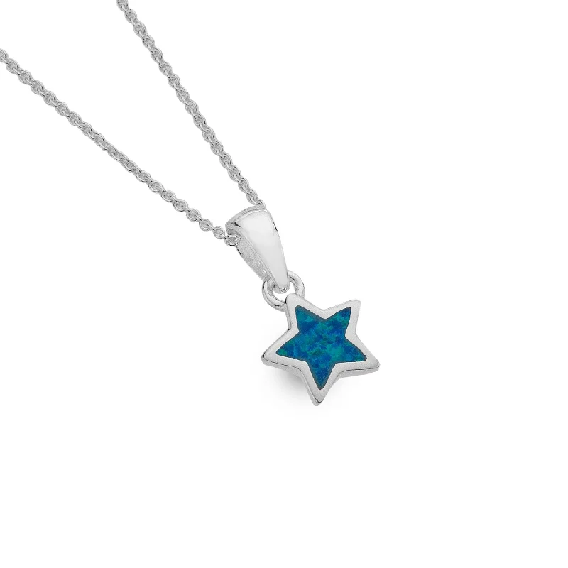 Wedding Gold Necklaces-Sea Gems Sterling Silver Opal Star Necklace