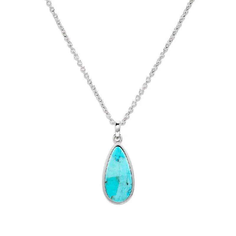 Long Gemstone Necklaces-Unique & Co Silver and Turquoise Necklace