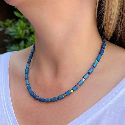 Colorful Crystal Necklaces-Carrie Elspeth Cobalt Lava Glimmer Full Necklace