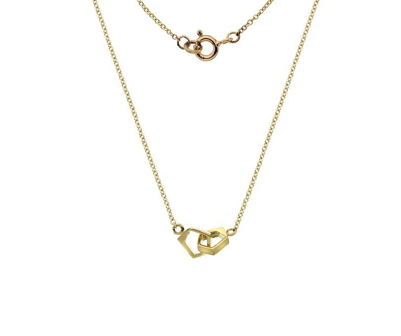 Modern Infinity Necklaces-9ct Yellow or Rose Gold Double Pentagon Necklace