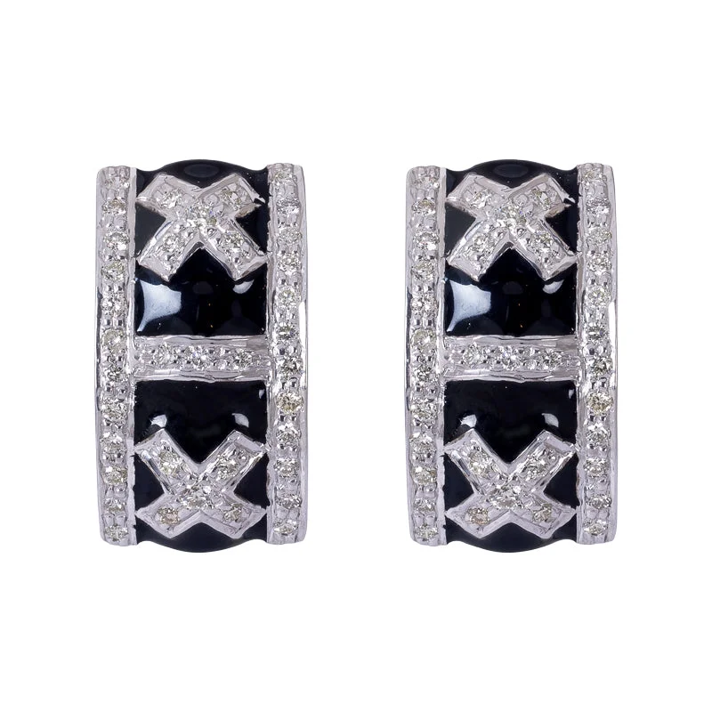 Luxury Stud Earrings-Earrings- Diamond (Enamel) in Silver