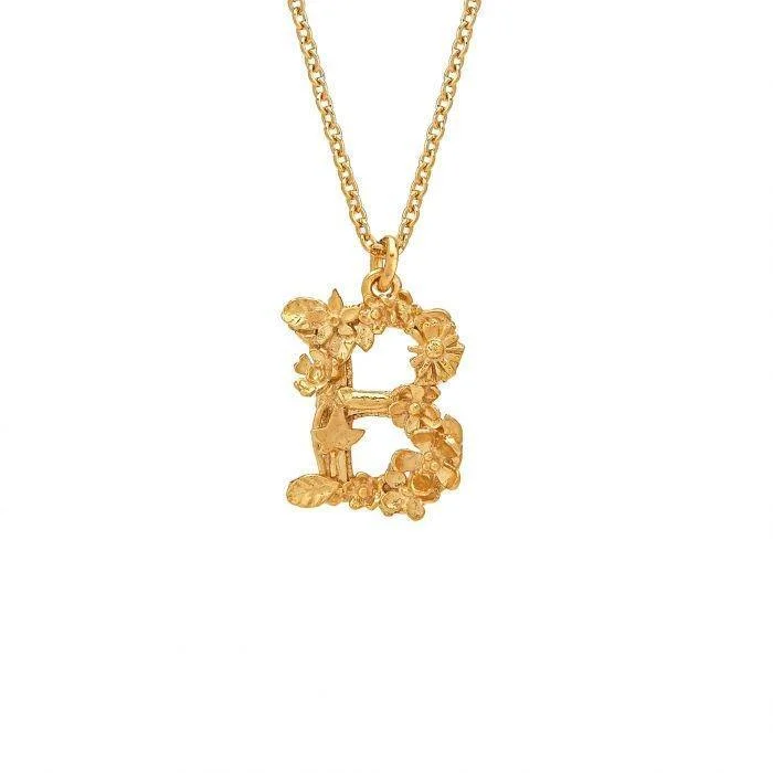 Unique Diamond Necklaces-Alex Monroe Floral Letter B Necklace