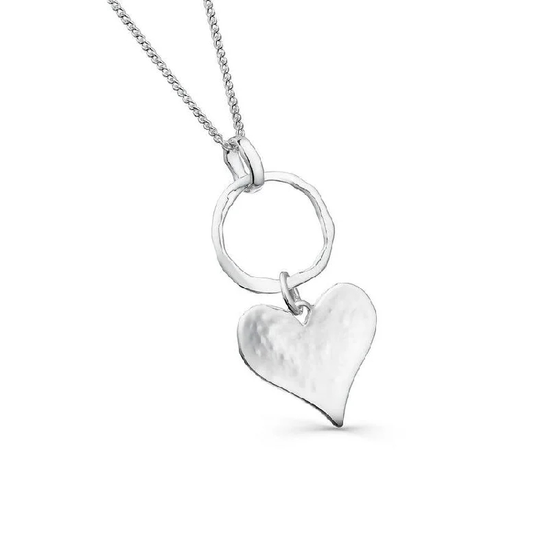 Bridal Gemstone Necklaces-Sea Gems Silver Cornish Circle & Heart Necklace