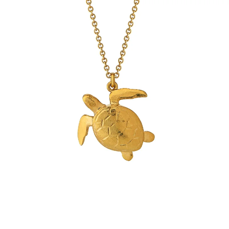 Luxury Pendant Necklaces-Alex Monroe Sea Turtle Necklace