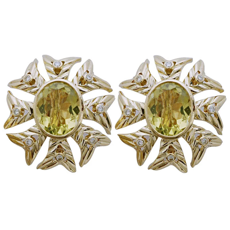 Trendy Ear Cuffs-Earrings- Lemon Quartz And Diamond (1120B)