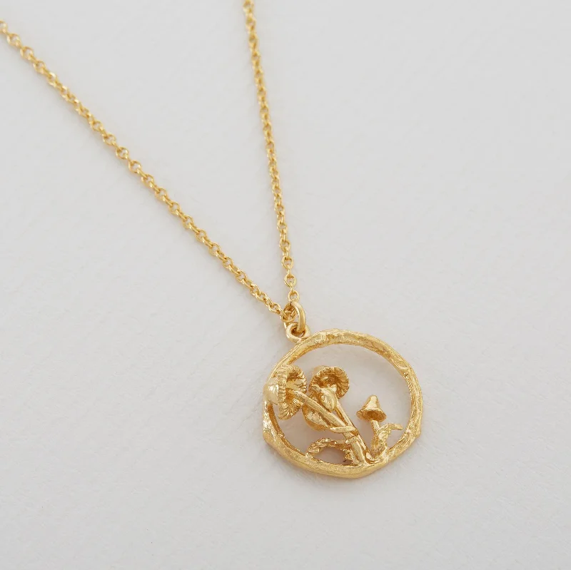 Layered Chain Necklaces-Alex Monroe 22ct Gold Vermeil Mushroom Patch Loop Necklace