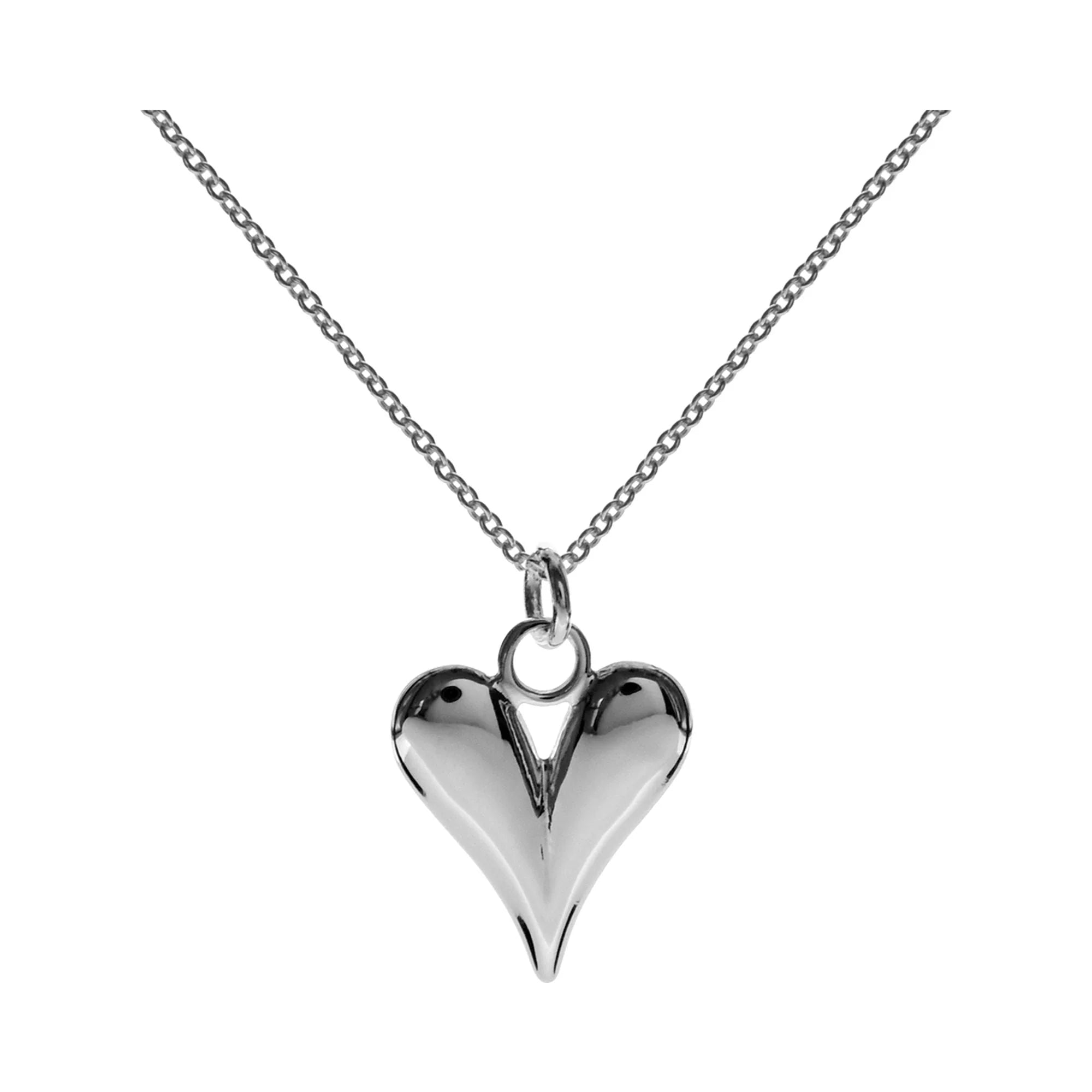 Pearl Necklace for Brides-Sterling Silver Elongated Heart Necklace