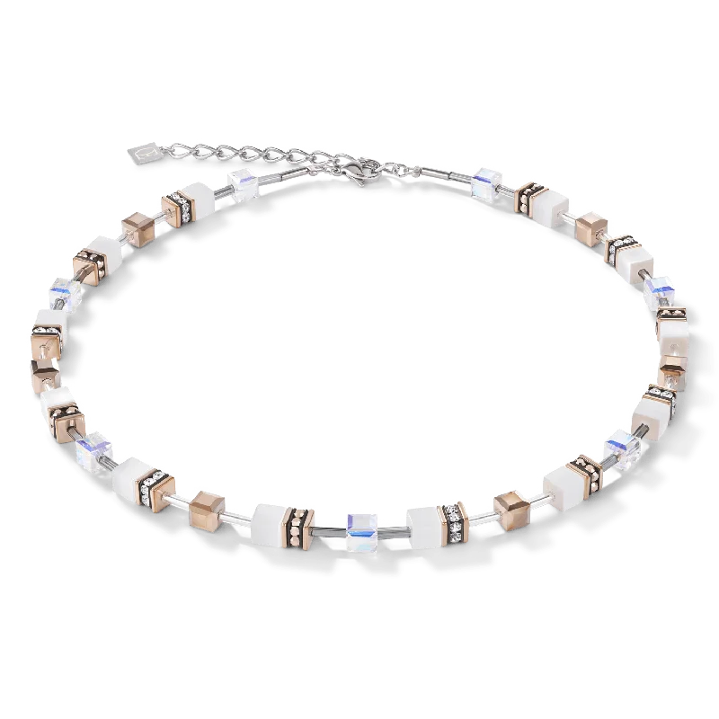 Designer Pendant Necklaces-Coeur De Lion White Swarovski® Crystals Geo Cube Necklace