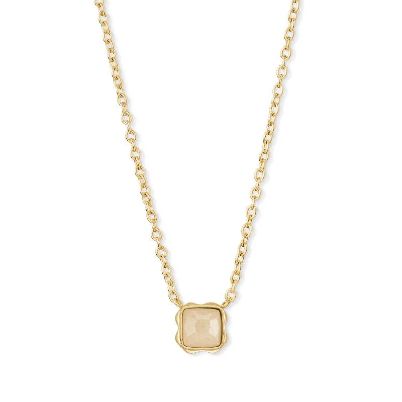 Luxury Gold Pendant Necklaces-Coeur De Lion Gold June Birthstone Cream Jade Necklace