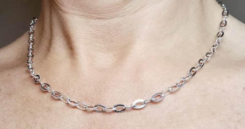 Simple Silver Necklaces-41-46cm Sterling Silver Belcher Chain Necklace