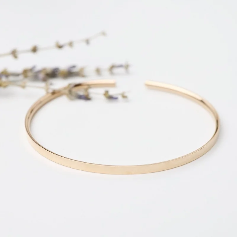 Classic Gold Bracelets-Flat Gold Filled Cuff Bracelet