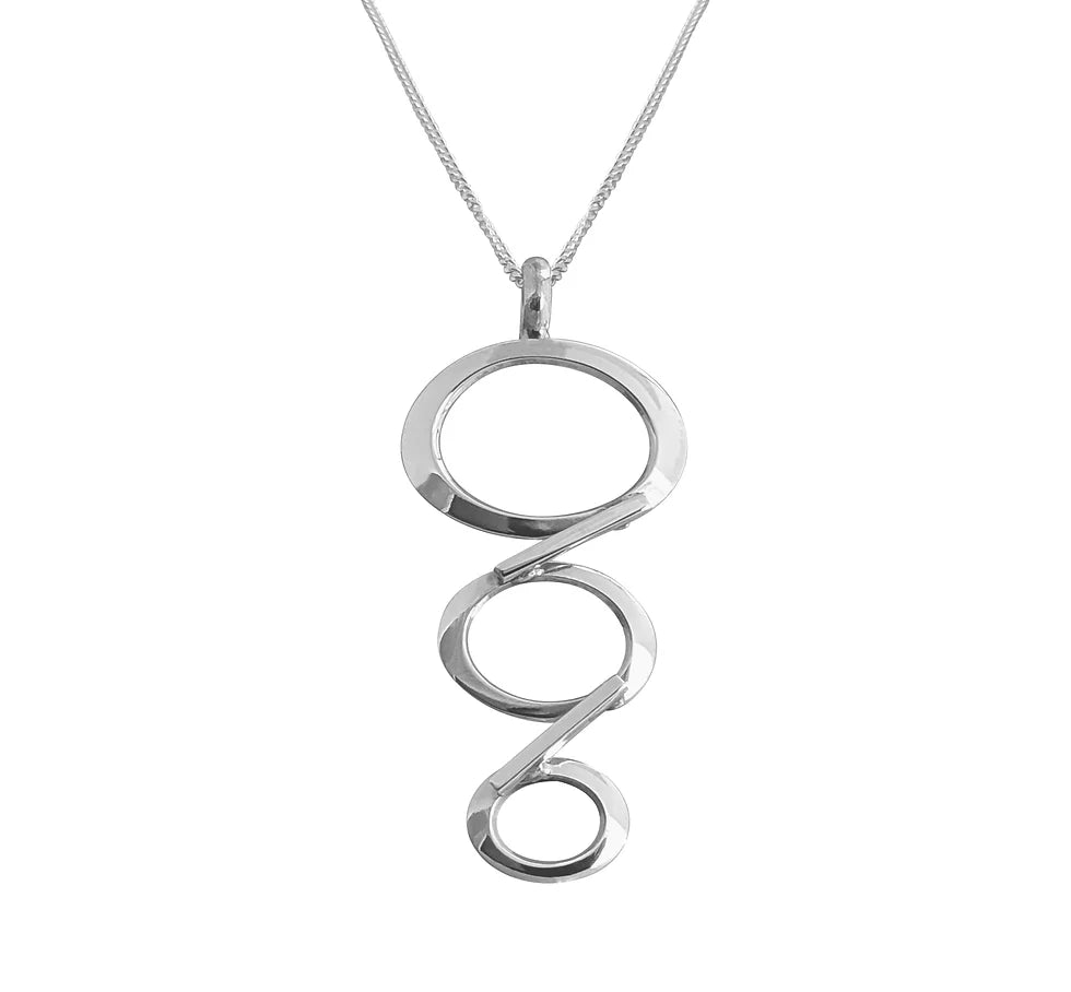 Unique Heart Pendant Necklaces-Silver Oval Trio Necklace