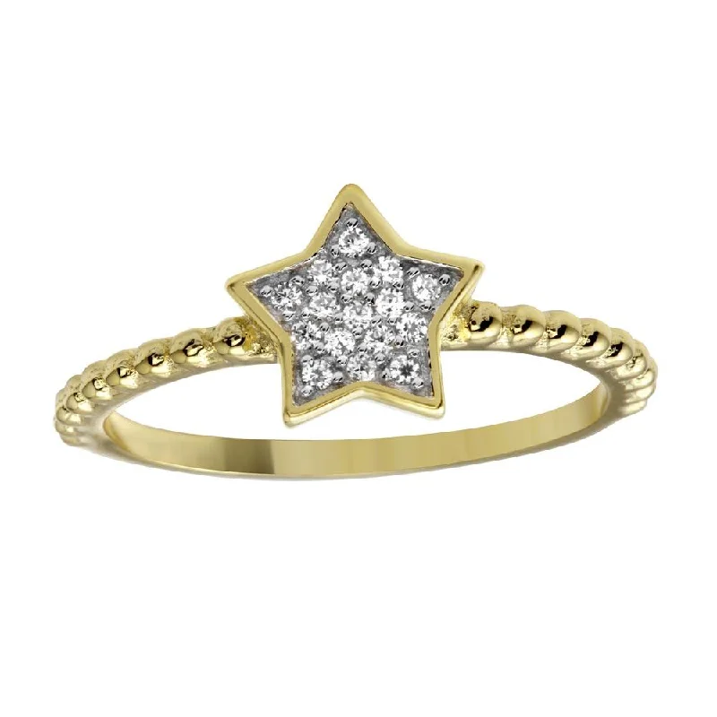 Customizable Bridal Rings-Gold Plated 925 Sterling Silver Small Star Ring with CZ - BGR01180