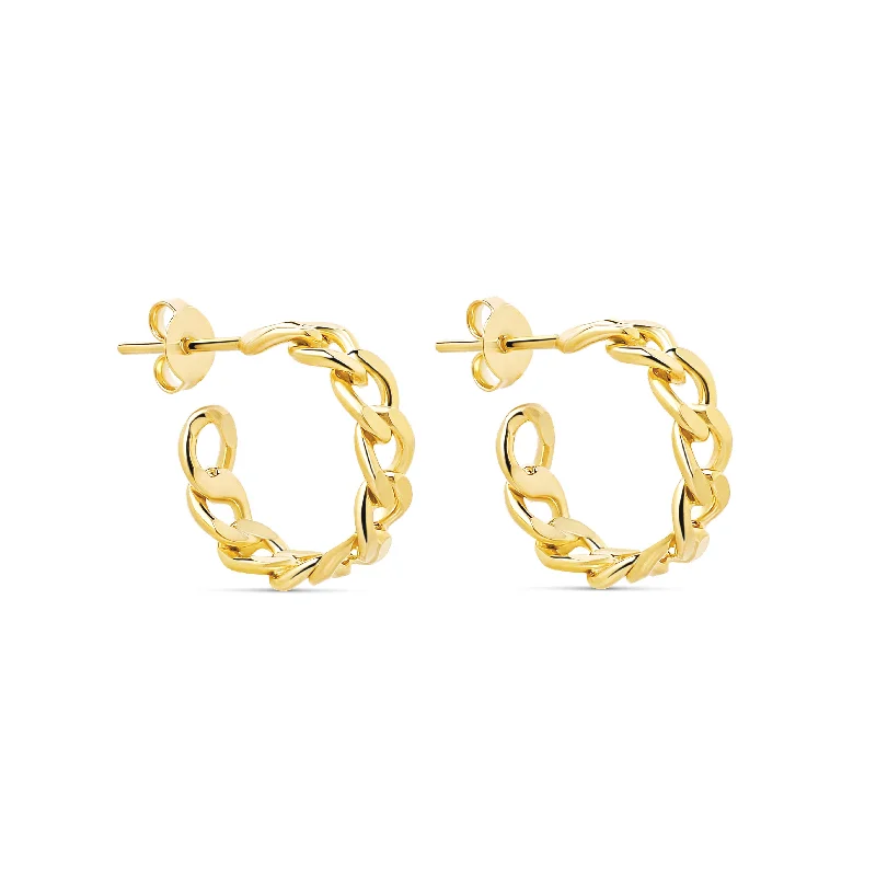 Trendy Wedding Earrings-The Cuban Link Mini Hoops