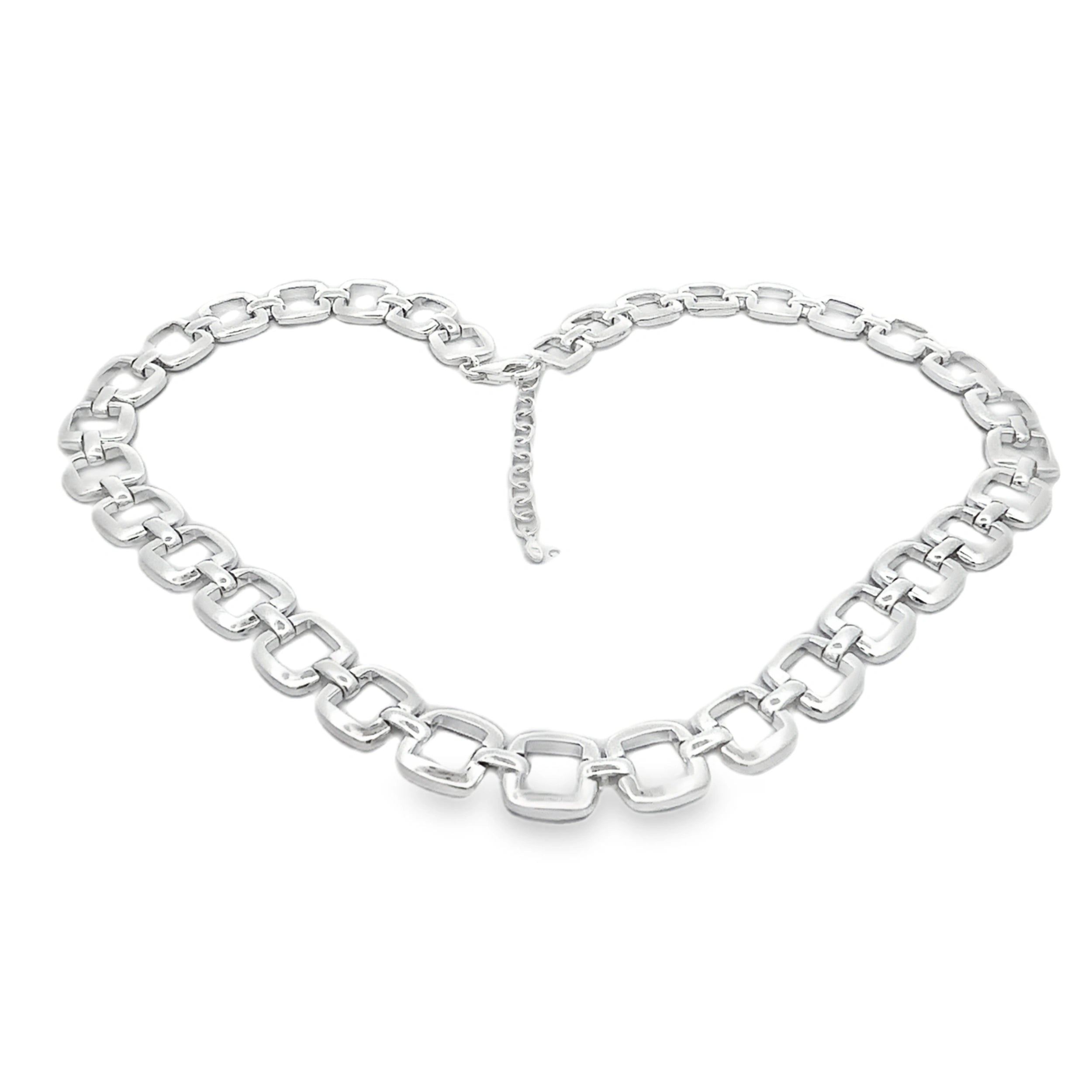 Stylish Adjustable Necklaces-Sterling Silver Open Cushion Necklace