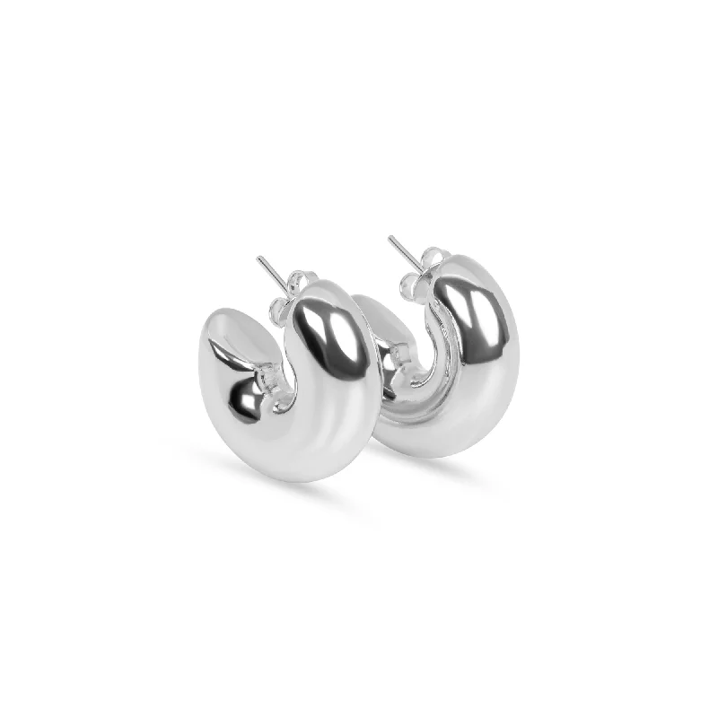 Gold Stud Earrings-THE SILVER HAILEY HOOPS