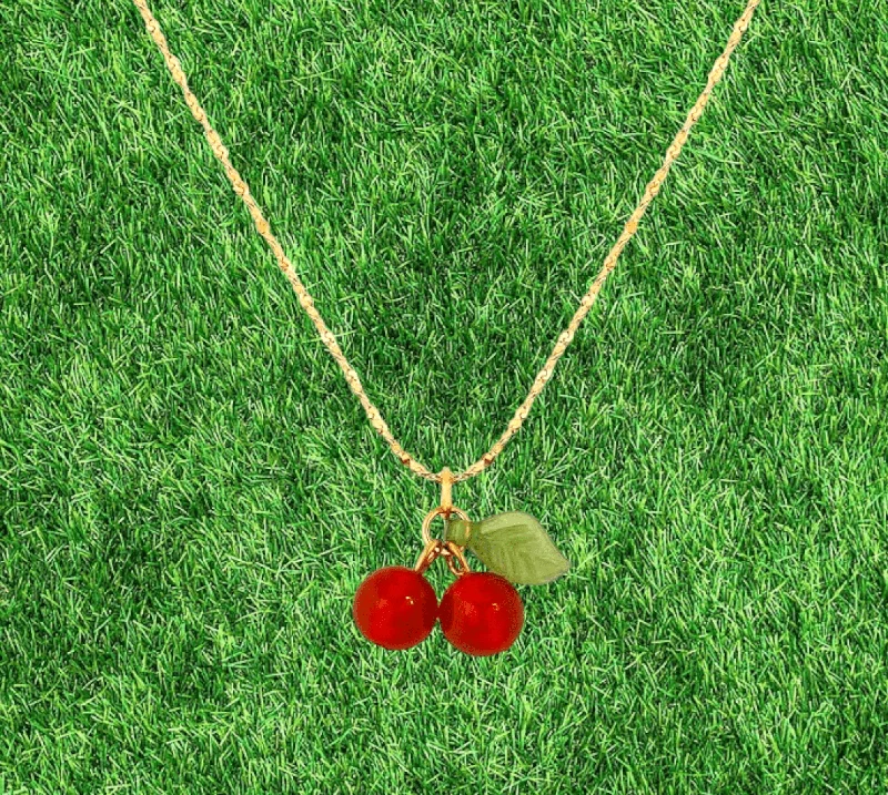 Heart-Shaped Necklaces-Cherry Charm Necklace