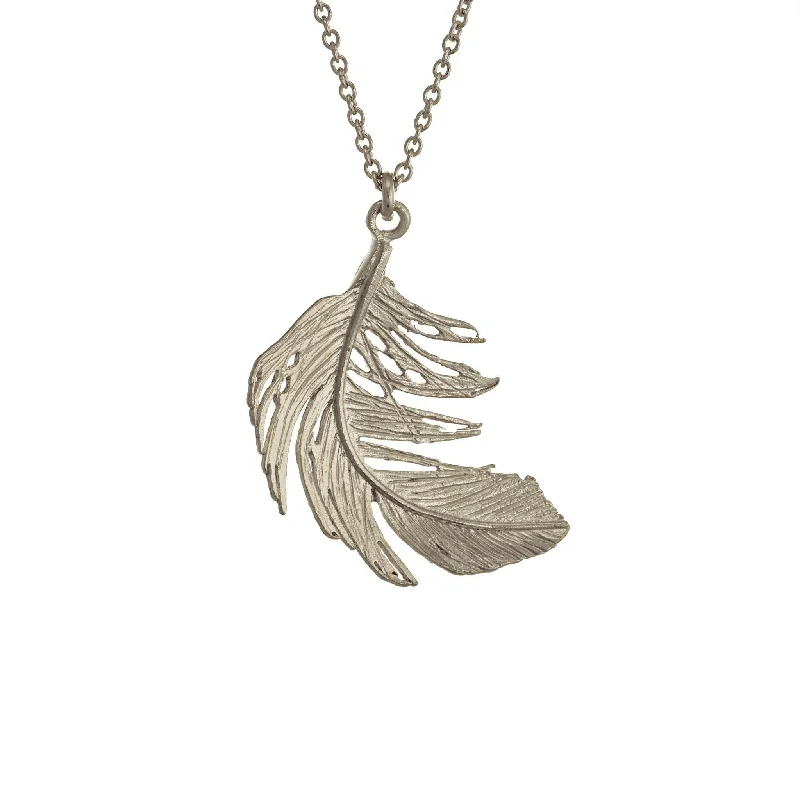 Customizable Gemstone Necklaces-Alex Monroe Big Feather Necklace