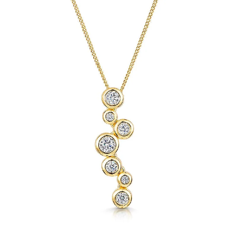 Fine Gold Pendant Necklaces-Bubble Pendant With Seven Cubic Zirconia Stones