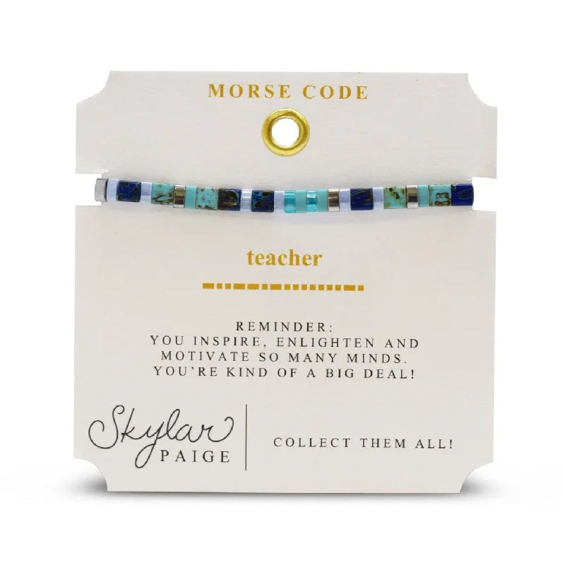 Trendy Wedding Bracelets-Teacher - Morse Code Tila Beaded Bracelet