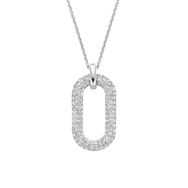 Luxurious Silver Necklaces-Ti Sento Silver Cubic Zirconia Necklace