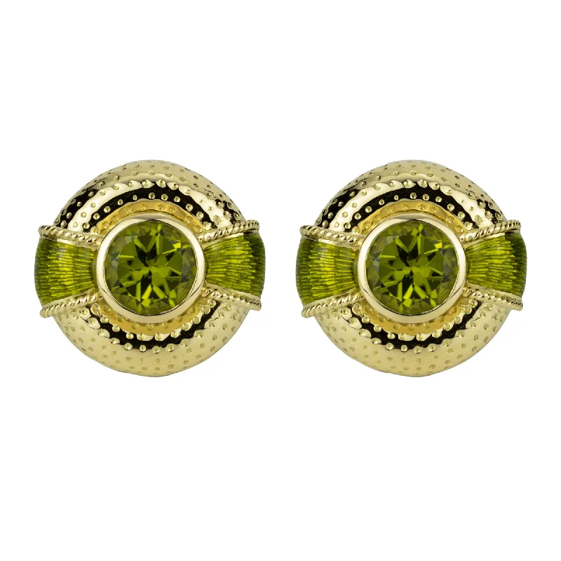 Statement Gemstone Earrings-Earrings - Peridot (enamel)