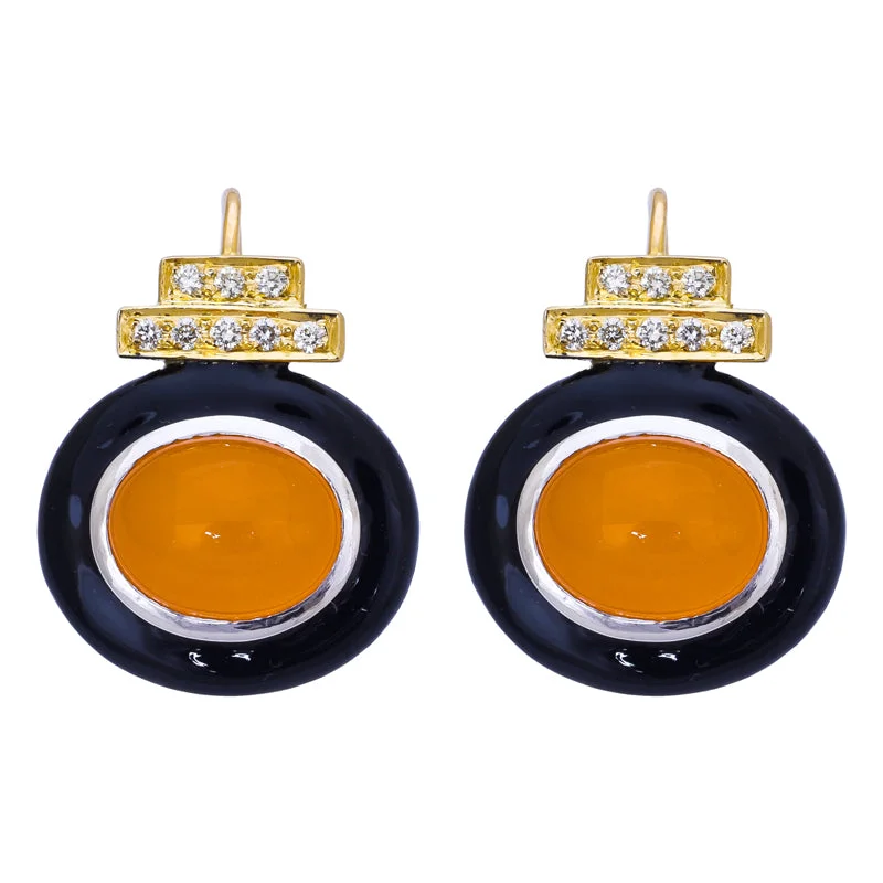 Luxury Pearl Earrings-Earrings- Cornelian and Diamond (Enamel)