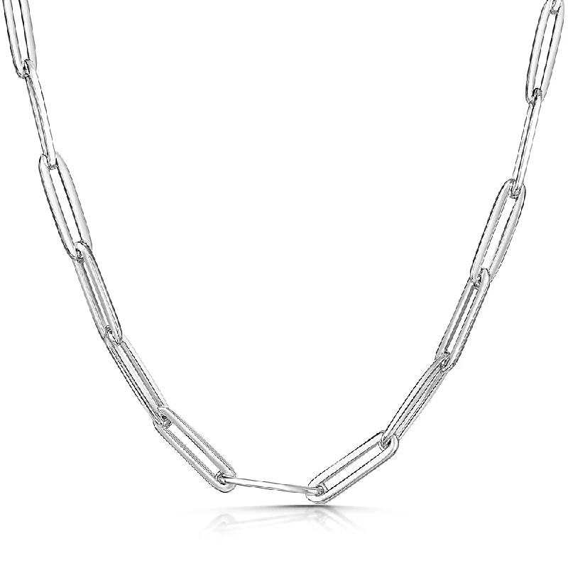 Custom Long Necklaces-Jools Sterling Silver Paperlink Full Necklace