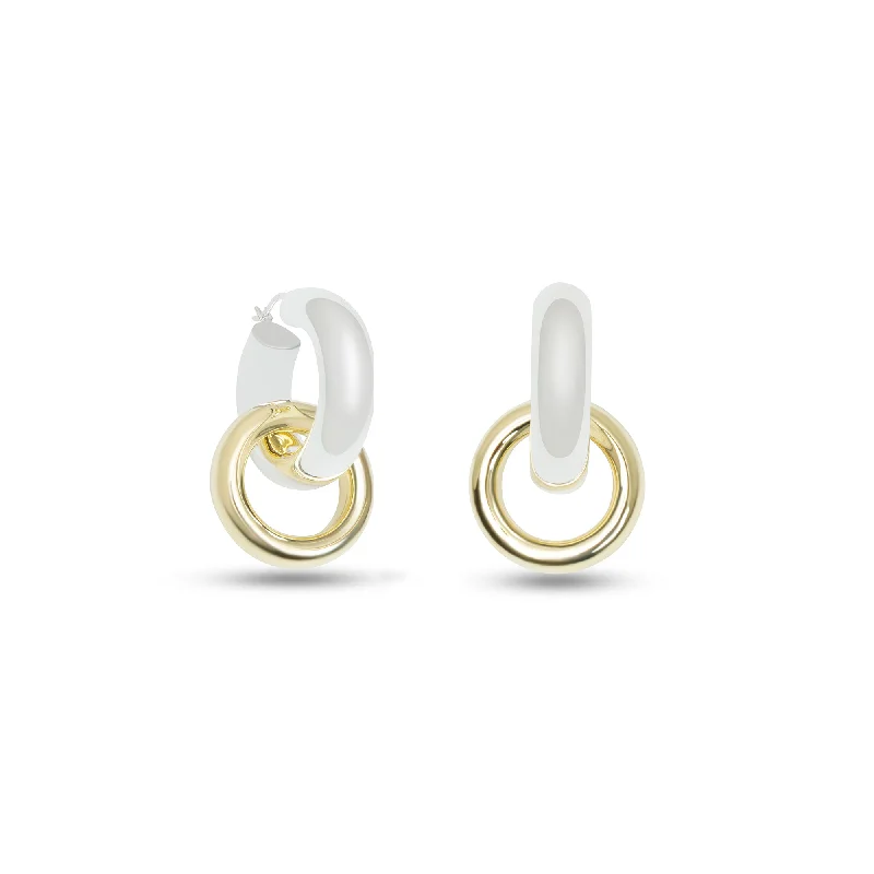 Gemstone Stud Earrings-THE TWO TONE LIZA HOOP EARRINGS