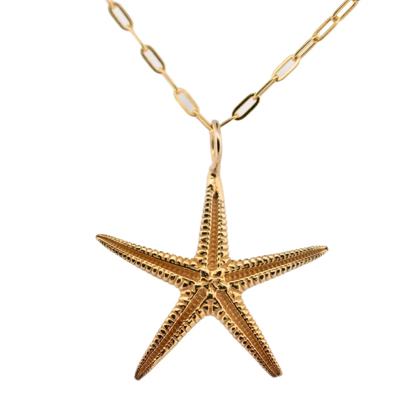 Silver Gemstone Necklaces-Dainty London 9ct Gold Starfish Necklace