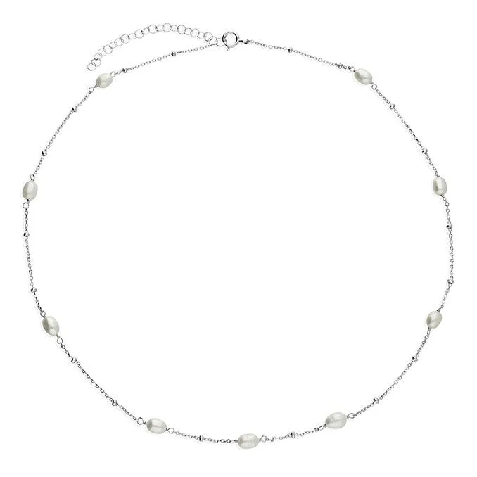 Elegant Personalized Necklaces-Sterling Silver Necklace with Freshwater Pearls