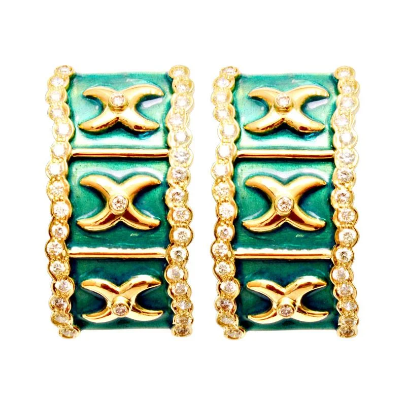 Trendy Wedding Earrings-Earrings-Diamond (Enamel)  (1974H)