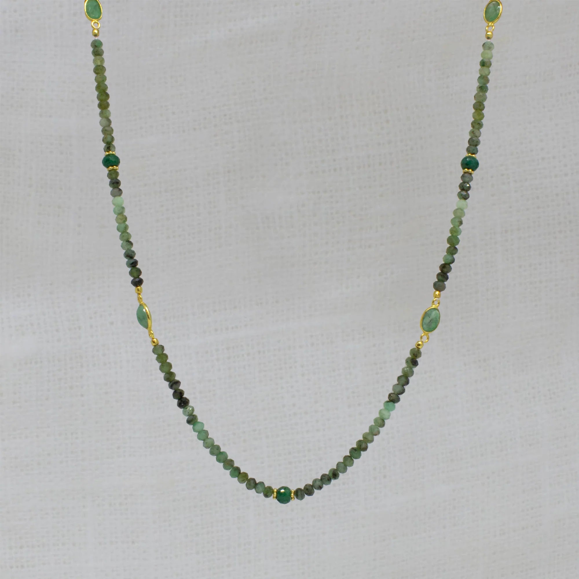 Sparkling Gold Chain Necklaces-Gold and Emerald Beaded Necklace