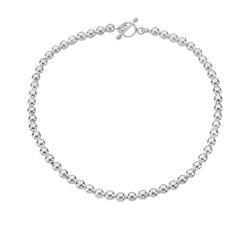 Silver Chain Necklaces-8mm Sterling Silver Beads Necklace