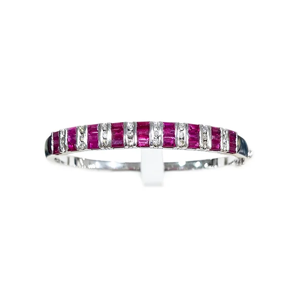 Charm Bangles-14k White Gold Ruby Bangle